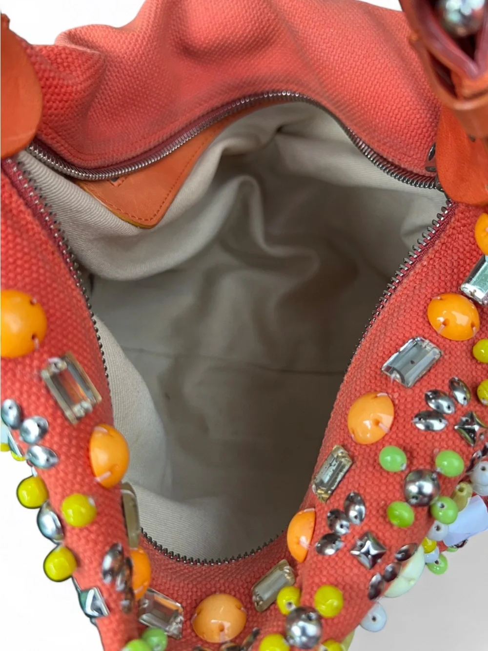 RARE Vintage Chloé by Phoebe Philo Orange Embellished Hobo Bag